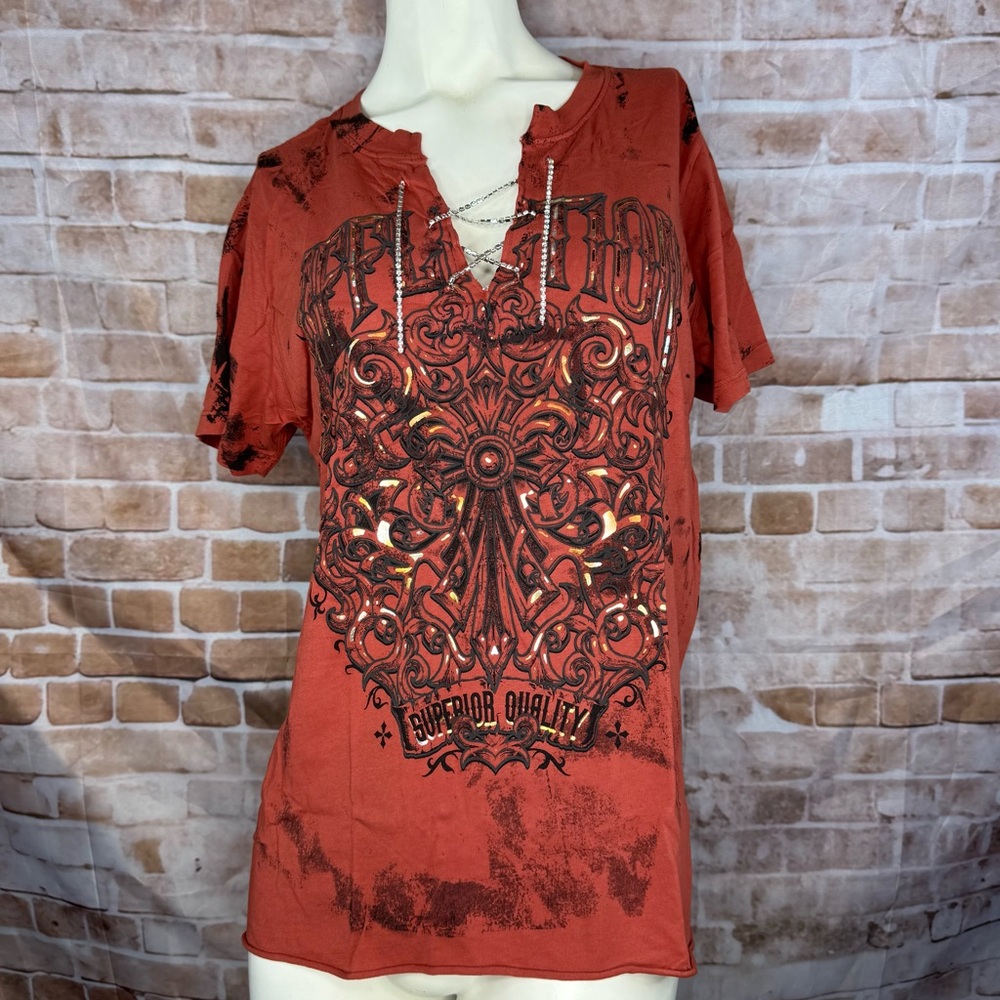 Affliction Women’s Graphic Short Sleeve T-Shirt -Size: Large  -NWOT
